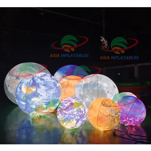 Décoration de fête sur le thème de l'espace, ballon gonflable planète, ballon gonflable Terre Lune neuf planètes, modèle lumineux LED suspendu - Product Image 2