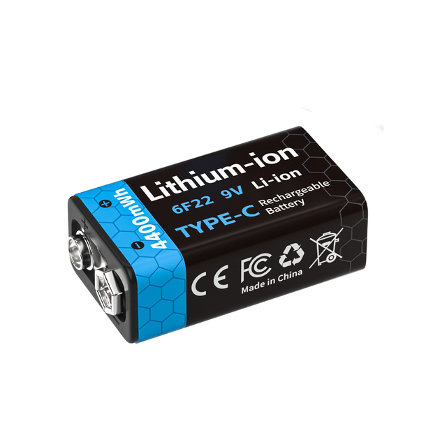 PUJIMAX Wholesales Lithium Battery Manufacturing 6F22 9v Battery Cell Type-c Rechargeable 9v Battery with 0.5m Charging Cable