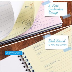 Lot <span class=keywords><strong>de</strong></span> 10 carnets autocopiants en <span class=keywords><strong>3</strong></span> feuillets pour reçus <span class=keywords><strong>de</strong></span> paiement et <span class=keywords><strong>de</strong></span> locaison, avec copies autocopiantes, 100 jeux par carnet, 4 reçus par page - Product Image 2