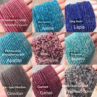 Perles de pierres précieuses naturelles à facettes 3 mm, pierres naturelles en vrac, rubis, tourmaline, bracelet fait main Xinzhuang XZ4721