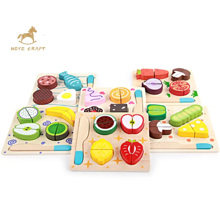 Fingir, cozinha brinquedo, corte de madeira, quebra-cabeça de frutas, brinquedo para crianças, corte de comida, conjunto de frutas de madeira