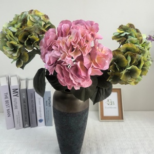 Hydrangea artificielle en latex 63 cm, toucher réel, dégradé de couleurs, tige de fleur artificielle, décoration pour mariage, maison, hôtel, Noël - Product Image 3