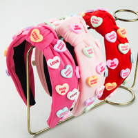 Saint Valentin fait à la main rose rouge bijoux dames bandeaux noués Saint Valentin coeur cristal strass bandeau pour les femmes