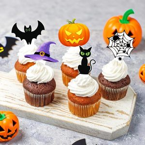 Décoration de gâteau d'Halloween moderne : 24 drapeaux de sorcière en papier pour cupcakes, idéaux pour les gâteaux d'anniversaire - Product Image 1