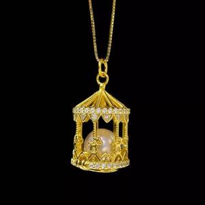 อุปกรณ์ทำเครื่องประดับมุก DIY 31365 จี้เงินแท้ S925 พร้อมกรงสวยงามสำหรับใส่ลูกปัดกลมขนาด 8-10 มม. แบบไม่มีรู - Product Image 2