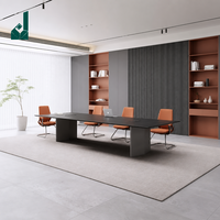 Ensemble de table de conférence rectangulaire ergonomique modulaire moderne en bois avec chaises pour salles de réunion élégantes, bureaux d'entreprise, mobilier