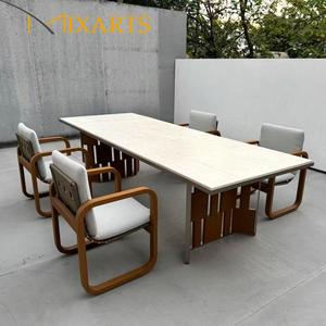 Set Tavolo e <span class=keywords><strong>Sedie</strong></span> da Pranzo <span class=keywords><strong>in</strong></span> <span class=keywords><strong>Teak</strong></span> Personalizzabile, Tavolo da Esterno <span class=keywords><strong>in</strong></span> Alluminio con <span class=keywords><strong>Sedie</strong></span> e Cuscini Impermeabili Rimovibili - Product Image 4