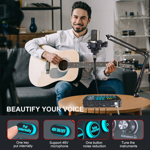 2024 nouveau Live Stream carte son double-core DSP puce Console <span class=keywords><strong>de</strong></span> <span class=keywords><strong>mixage</strong></span> Podcast avec Microphone Studio équipement d'enregistrement condensateur - Product Image 3