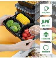 Boîtes à repas de 38 oz à 3 compartiments, boîtes de rangement alimentaire, boîte bento avec couvercle