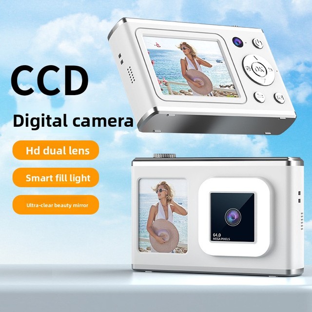Y23 Mini Pocket CCD Camera, Vintage Style, Front Rear Dual Lens, IPS Display & Selfie Mirror, HD Photo and Video Cam