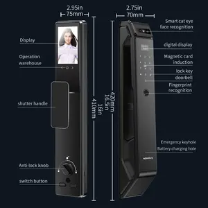 NeweKey Tuya APP 3D顔認識パスワード指紋デジタルWifi、適切な家庭用ほぞ穴スマートロック付きカメラ付き
