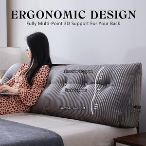 Backrest Positioning Support Long Large Headboard Wedge <strong>Pillow</strong> <strong>Bolster</strong> Triangular <strong>Bed</strong> Rest Reading <strong>Pillow</strong> for Sitting in <strong>Bed</strong> - Product Image 2