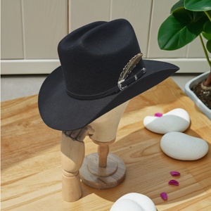 Sombrero Fedora personalizado de lana 100% de alta calidad para hombres, fieltro liso estilo vaquero con ala ancha para deportes, uso Formal, imagen lista para fiestas - Product Image 4