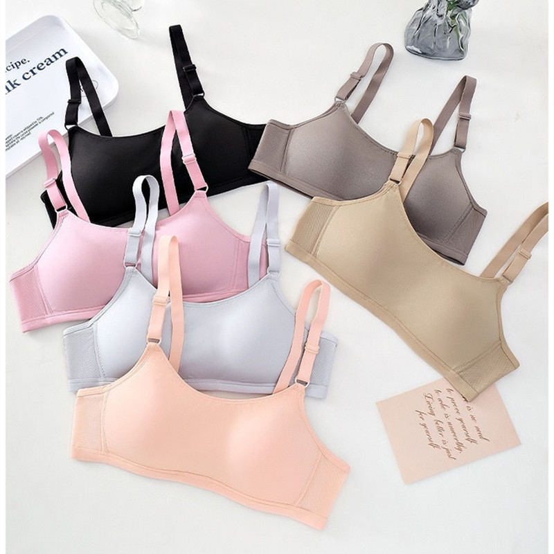 Lady Sports Bra Tank Top Girl's Sexy Seamless Cotton Underwear with Logo Cup Plus Size Free Size Soft Steel Ring for Students