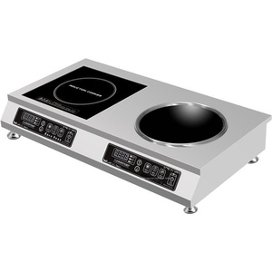Cocina de Inducción Eléctrica Comercial de Alta Potencia de 3500 W, Doble Cabezal Táctil, Panel de Acero Inoxidable, Batería, Lista para Usar en Autocaravanas - Product Image 1