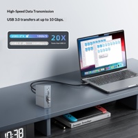 Station d'accueil USB-C 14-en-1 en alliage d'aluminium avec triple moniteur 4K 60Hz pour USB 2.0, USB 3.0, PD 100W, Ethernet Gigabit, alimentation CC 120W