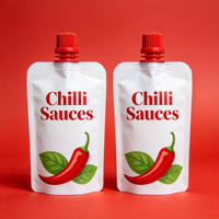 Sachets en plastique personnalisés imprimés avec bec verseur, étanches et haute barrière, pour sauce chili