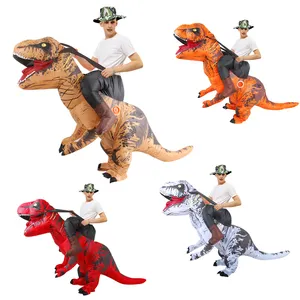 Erwachsene aufblasbare Dinosaurier Party Kostüm Reiten ein Raptor Air Blow up Deluxe Halloween Großhandel Kostüme für Männer mit Fan