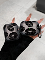 Étui pour écouteurs AirPods 1/2/3/Pro avec motif esthétique lèvres noires, coque de protection transparente antichoc, MOQ 30, étui personnalisé pour iPhone