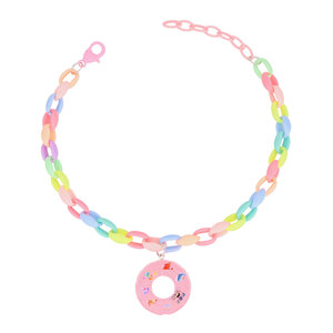 Collier chaîne claviculaire en résine colorée avec pendentif donut pour enfants, bijoux de mode, origine Yiwu - Product Image 5