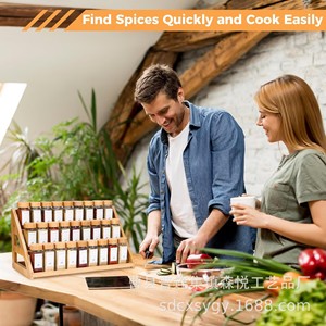 Solid Wood <b>Spice</b> <b>Rack</b> Kitchen Countertop Multi Layer Tiered Storage <b>For</b> Glass <b>Jars</b> Minimalist Design - Product Image 4