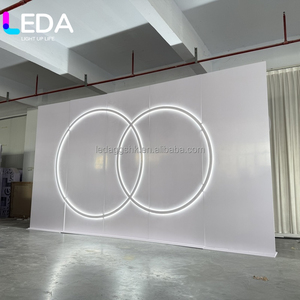 LEDA White Led Lighted Acrylic <b>Backdrop</b> Multi Layer Wave Shape Pvc <b>Backdrop</b> Wedding Stage <b>Backdrop</b> Photography - Product Image 2