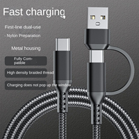 Cable de Carga Rápida USB C 2 en 1 con Trenzado de Nailon, 3A 60W, Conductor de Cobre Puro, 12 Meses de Garantía, para Teléfonos Móviles iPhone 15/16