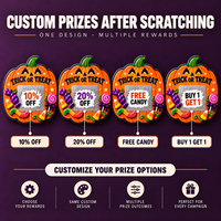 Cartes de jeu à gratter personnalisées en forme de citrouille pour les fêtes, révélation instantanée, impression offset, récompenses