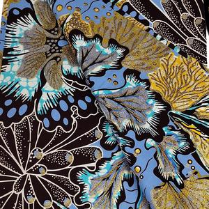 Tissu en Coton Biologique Imprimé Wax Doré Africain Motif Batik 6 Yards <span class=keywords><strong>Pagne</strong></span> Tendance pour Robes <span class=keywords><strong>de</strong></span> Femmes Technique Tissée - Product Image 3