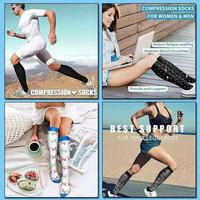 Chaussettes de compression personnalisées avec logo sur le bas, hauteur genou, en nylon, pour hommes et femmes, pour le cyclisme, la course à pied et la randonnée