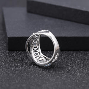 En stock, série vintage, bague en argent 925 incrustée de cristal bleu de Londres, haute élégance, vente directe d'usine - Product Image 4