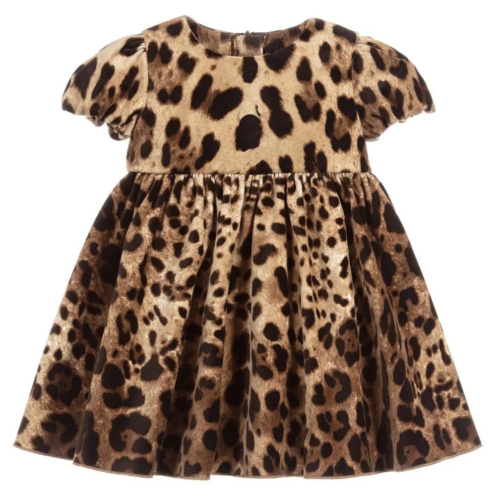 Mode feier Anlass Kinder Kleid Baby Party Kleid Leoparden muster Kleider
