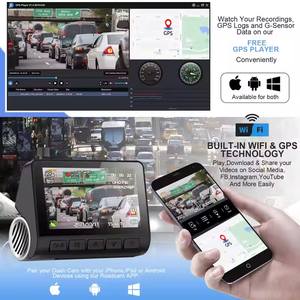 <span class=keywords><strong>Cam</strong></span>éra de tableau de bord 4K Wi-Fi double objectif 3 pouces avec vision nocturne avant et arrière pour voiture - Enregistreur DVR - Offre Spéciale - Product Image 4