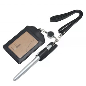 Porta Tarjetas de Identificación, Porta Credenciales de Trabajo, Cordones para Credenciales, Porta Tarjetas de Identificación de Cuero PU con Correa Elástica Retráctil para el Cuello y Porta Bolígrafos - Product Image 2