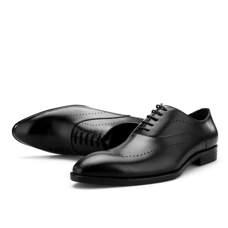 2022 British men's leather shoes business leather pointed toe men's formal leather shoes