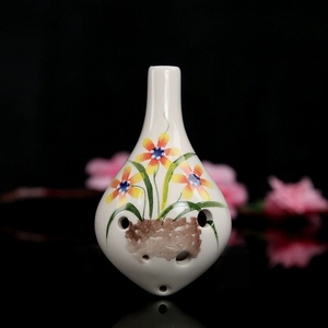Ocarina en céramique AC en forme de poire à 6 trous, artisanat artistique à l'aquarelle dessiné à la main, instrument de musique pour étudiant débutant - Product Image 6