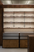 Optiker-Vitrine im Retro-Stil mit Holzempfangstheke, LED-Beleuchtung, Umweltfreundliche Wasserdichte Schmuck-Ausstellungsvitrine