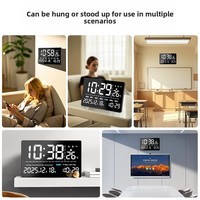 Intelligenter LED-Wecker mit Großem Display, Digitaler GPS-Auto-Zeitsynchronisation, Wandmontierter Ewiger Kalender, Thermometer, WLAN