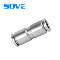 Raccords à Double virole à torsion rapide en acier inoxydable 304, tuyau PU au Tube dur joint droit