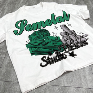 T-shirt ample personnalisé OEM avec graphisme, style streetwear, épaules tombantes, imprimé, surdimensionné, court, en coton - Product Image 5