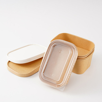 Boîte à bento carrée durable en papier kraft imperméable, vente en gros, boîte à emporter pour la cuisine japonaise, les repas occidentaux, les pique-niques, les buffets