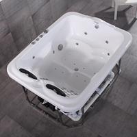 Bain à remous intelligent double personne en acrylique, grand format, avec bulles et massage par jets, autoportant, de luxe, pour une immersion profonde