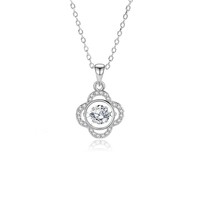Collier en moissanite, pendentif trèfle à quatre feuilles rond de 5 mm avec halo en CZ pour femme, argent sterling 925, en stock, vente en gros, bijoux fins