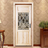 Porte intérieure en bois massif de sapin avec grille en bois et vitrage, durable, pour chambre – Vente en gros usine