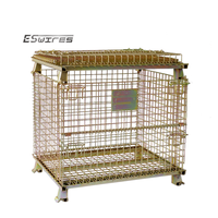 Palette en métal véritable de type industriel galvanisé à chaud pliable Cage de stockage en treillis métallique