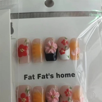 Uñas Postizas de Alta Calidad FATFAT, Hechas a Mano, con Cobertura Total, Diseño Francés en Forma de Almendra, Suministros de Uñas Postizas al por Mayor