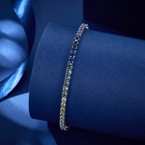Женский модный медный Теннисный браслет с родиевым покрытием, Радужный циркониевый браслет 8 дюймов - Product Image 6