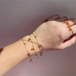 Bracelet personnalisé de haute qualité avec breloques en forme de panier de fruits en zircon, plaqué or, argent sterling 925, bijoux de fête pour femmes et filles - Product Image 4