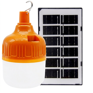 Ampoule LED 100W DC5V-6V USB solaire rechargeable d'urgence, orange, diamètre 105mm, batterie 1500mA, matériau PP, panneau solaire 2W inclus - Product Image 1