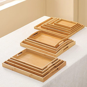 Bamboo Rectangular Serving Tray Solid Wood Tea Coffee Bread Tray Household Kitchen Use - Product Image 3